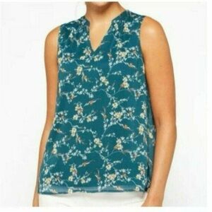 Papermoon Floral Sleeveless Blouse in Teal large NWT